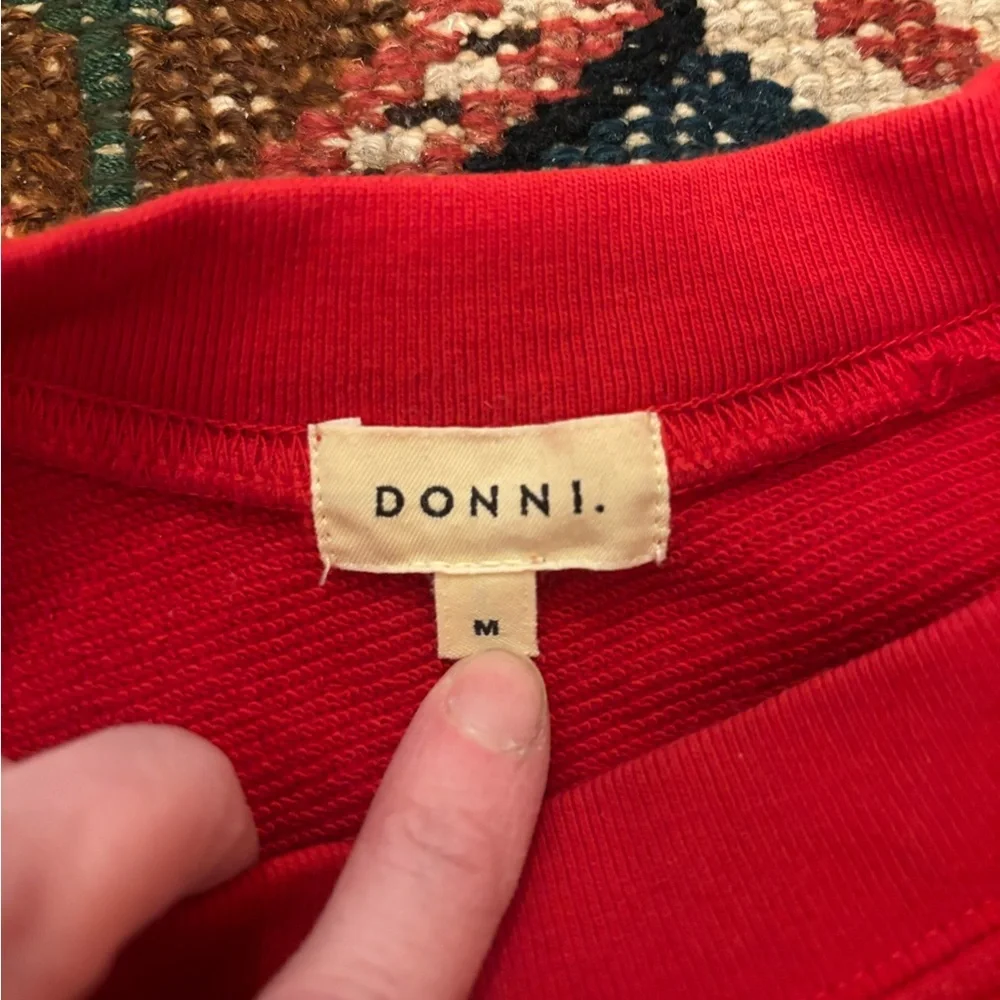 DONNI. Eco French Terry crew sweatshirt in Tomato, size M - Picture 2 of 5